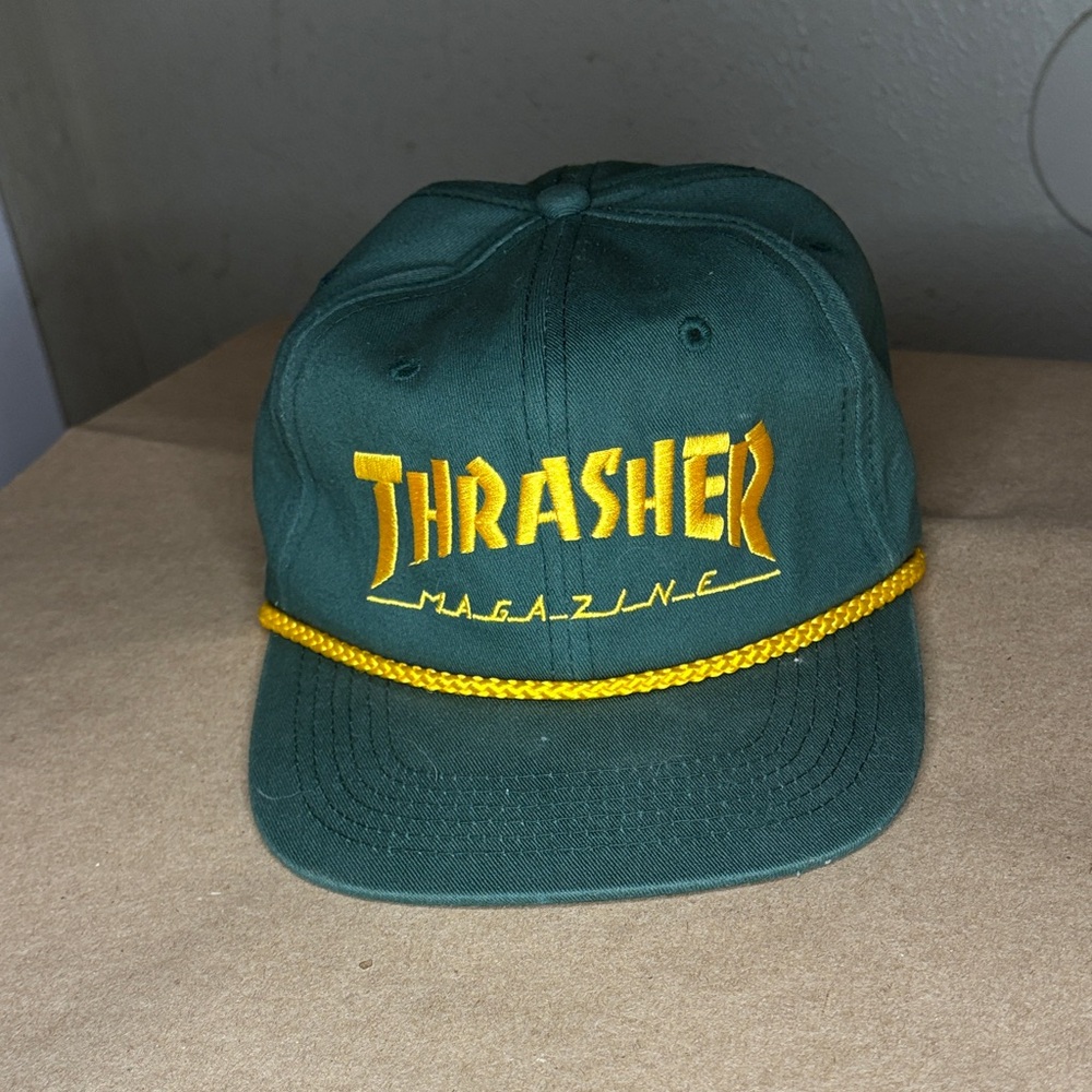 Thrasher Dark Green Hat with Yellow Logo